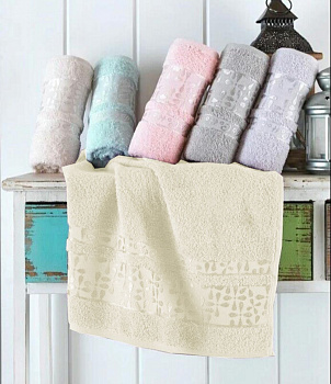 Рушники махрові VIP COTTON ECE, шампань (Набір (Баня+Лице))