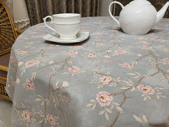 Скатертина Арія сіра, овал (Овал 160/280 см)