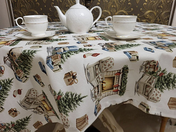 Скатертина Новорічна, кругла (Діаметр 160см)