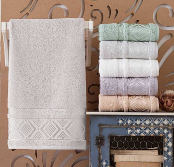 Рушники махрові VIP COTTON, перламутр (Набір (Баня+Лице))