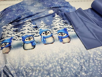 Сатин PREMIUM, LITTLE PENGUINS (Двосп. на рез.)