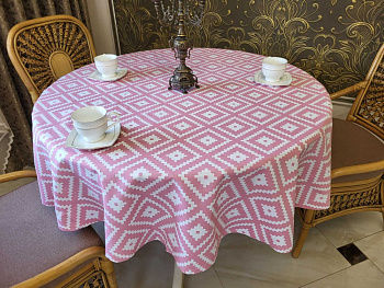 Скатертина Тибет рожевий, кругла (Діаметр 170см)