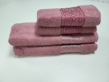 Рушники махрові LUISA, трояндовий (Набір (Баня+Лице))