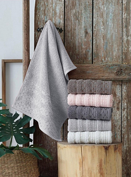 Рушники махрові VIP COTTON LUPEN, св.сірий (Набір (Баня+Лице))