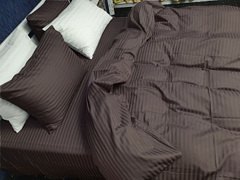 Сатин Stripe ELITE, CHOCOLATE 1/1см (Двоспальний)