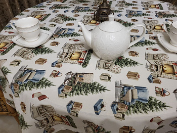 Скатертина Новорічна, овал (Овал 130/170 см)