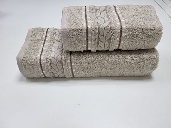 Рушники махрові VIP COTTON FILIZ, беж (Набір (Баня+Лице))