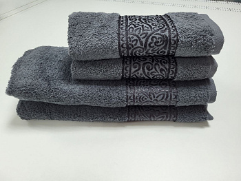 Рушники махрові LUISA, графітовий (Набір (Баня+Лице))