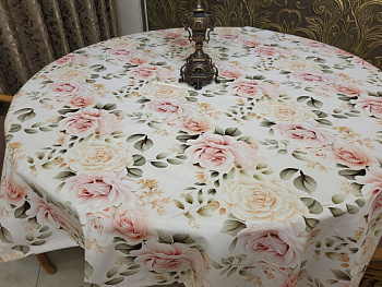 Скатертина Чайна троянда, кругла (Діаметр 170см)
