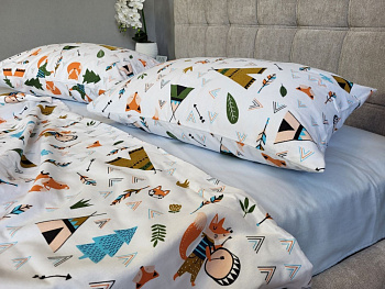 Хитрий лис/блакитний, Turkish flannel (Двоспальний)