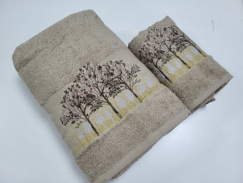 Рушники махрові GARDEN, какао (Набір (Баня+Лице))