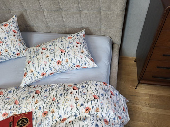 Польові квіти/блакитн., Turkish flannel (Двоспальний)
