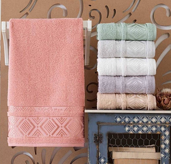 Рушники махрові VIP COTTON, персик (Набір (Баня+Лице))