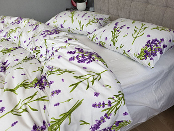 Лаванда/білий, Turkish flannel нав 50/70см, підк. двостор. (Євро)