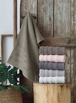 Рушники махрові VIP COTTON LUPEN, какао (Набір (Баня+Лице))