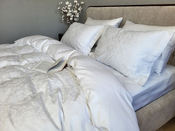 Сатин JACQUARD, CASPE WHITE (Євро)